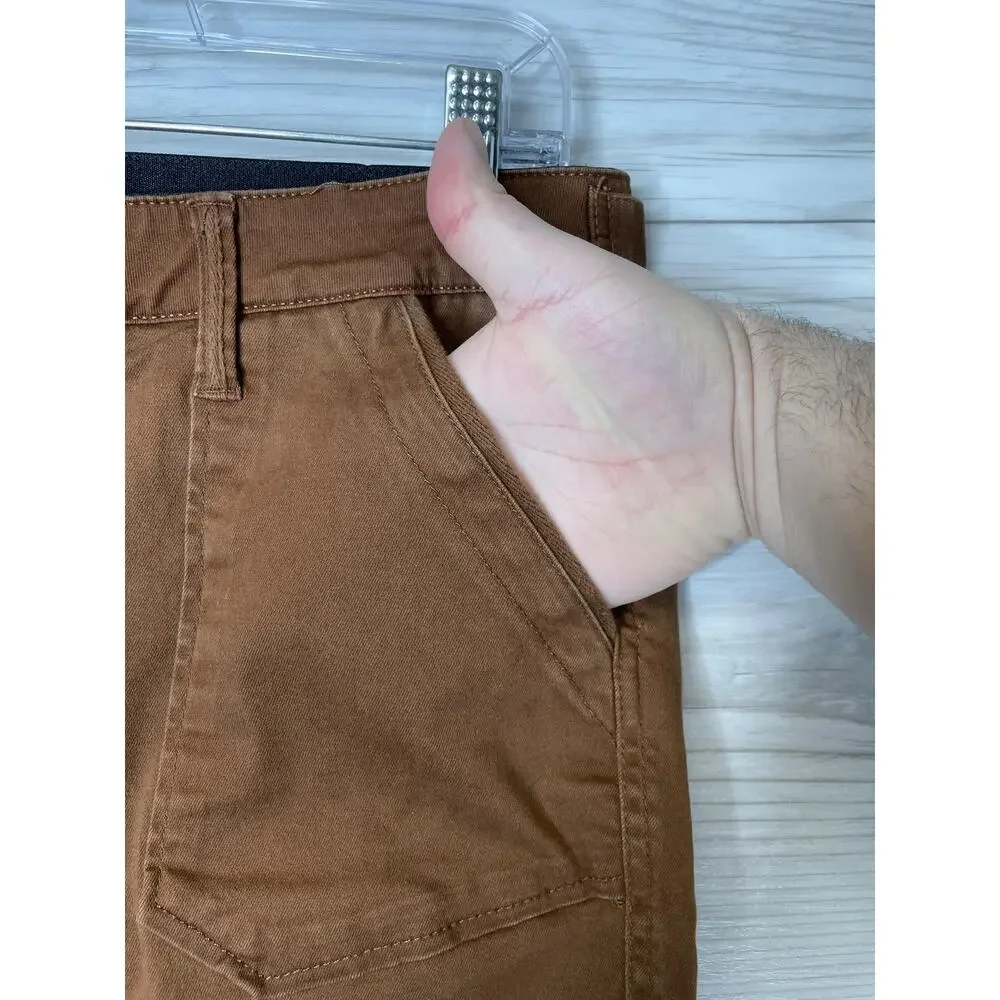 Democracy Pants Womens 10 Brown Twill Ab Technology Tapered‎ Leg Stretch Casual